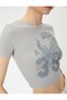 Crop T-Shirt Short Sleeve Crew Neck Cotton Slim Fit - 5