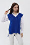 Women's V-Neck Belted Long Knitwear Sweater - 5