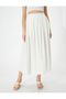 Midi Bell Skirt Flounce Pocket Detailed Floral Embroidered Viscose Mixed - 3