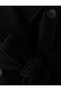 Long Cashmere Coat with Buttons, Double Breasted, Belted Waist, Pockets - 6