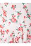 Floral Balloon Sleeve Linen Dress Mini Length Heart Collar - 6