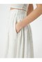 Midi Bell Skirt Flounce Pocket Detailed Floral Embroidered Viscose Mixed - 5