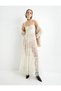 Lace Long Dress with Straps and Sweetheart Neckline - 4