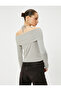 Off-the-Shoulder T-Shirt Long Sleeve Bow Detailed Strap Detailed Viscous Fabric - 4