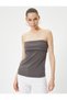 Strapless Tank Top Floor Detailed Crepe Scuba Fabric Slim Fit - 3