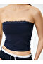 Strapless Crop Top Lace Detailed Cotton - 5