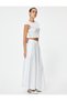 Cotton Long Flared Skirt - Slit Detailed, Standard Waist - 3