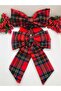 Red Plaid Bow Model Large Size Youth and Adult Hair Clip Set of 2 for Holidays and Special Occasions