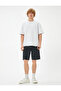 Oversize Shorts Bermuda Washed with Lace-up Waist Pocket