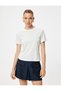 Crew Neck Stone Detailed Cotton Skinny Fit T-Shirt - 3