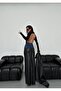 Skirt coat detailed synthetic leather black ETK-34