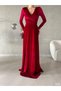 New Season Velour Fabric Slip Long Sleeve Long Dress 725 581949 - 4