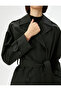 Trench Coat Midi Length Double Breasted Collar Buttoned Pocket Belted - 5