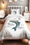 Bohemian Dancer Blue Whale Patterned Single Baby Kids Bedding Set