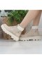 Beige Skin Waterproof Lace up High Sole Women's Boots - 2