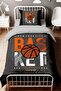 Gray Basketball League Patterned Single Baby Kids Duvet Cover Set - 2