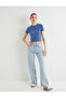 Crop T-Shirt Pale Effect Short Sleeve Crew Neck Slim Fit Cotton - 2