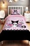 Lilac Striped Party Kuromi Patterned Single Baby Kids Duvet Cover Set