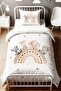 Cream Rainbow and Safari Patterned Single Baby Kids Bedding Set - 2