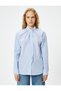 Oversize Poplin Shirt Scarf Collar Buttoned Long Sleeve - 3