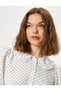 Balloon Sleeve Shirt Polka Dot Baby Collar Buttoned Slim Fit