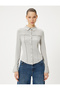 Viscose Fabric Blouse Buttoned Shirt Collar Long Sleeve Ribbed - 3