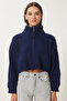 Turtleneck Zippered Knitwear Sweater - Dark Blue Lmx0012 - 5