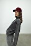 Korean Printed Anthracite Color Distressed Half Turtleneck Sweatshirt - 7
