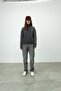 Korean Printed Anthracite Color Distressed Half Turtleneck Sweatshirt - 4