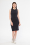 Ribbed Camisole Below Knee Crew Neck Sleeveless Women's Dress