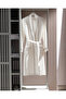 Pathier 100% Cotton Kimono Unisex Bathrobe - White/Beige