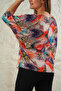 Women's Oversize Viscose Floral Bat Sleeve T-Shirt - 6