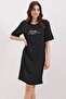2452 Printed Oversize Knitted Dress - Black - 2