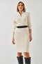 Women's Beige Zippered Belted Long Knitwear Dress 60351145 - 7