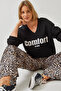 Women's Black Comfort Printed Sweatshirt 60261019