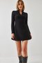 Women's Black Zippered Ribbed Ottoman Fabric Dress 394 60351272 - 3