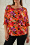 Women's Oversize Viscose Floral Bat Sleeve T-Shirt - 2