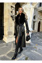 Black Python Pattern Fur Coat - 5