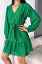 Women Green Double Breasted Belted Mini Dress Dpk2026 - 4