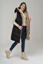Hooded Double-Sided Fleece Detailed Inflatable Vest Black-Stone 8227