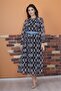 Women's Belted Collar Detailed Long Chiffon Dress Dpm0032 - 2