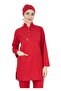 Red Thin Fabric Lycra Hijab Nurse Jersey And Hijab Doctor Jersey Set