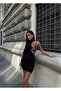 Sequin Sequin Low-Cut Black Mini Evening Gown