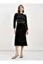 Velvet Look Embellished Midi Dress - 4
