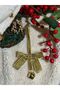 New Year's Glittering Gold Velvet Ribbon Bell Chain Luxury Christmas Pine Tree Ornament 3 Pieces - 3
