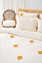 Florita Yellow Double Embroidered 6 Piece 100% Cotton Duvet Cover Set & Dowry Set - 5