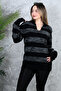 Women's Knitting Special Strip, Polo Collar Sweater - 4