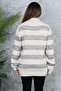 Women's Knitting Special Strip, Polo Collar Sweater - 8