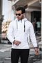 Stripe Reflector Detailed Sports Model Fabric Coat White Color - 5