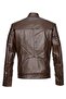 Embroidered Sports Leather Coat with Four Pockets Hazelnut Color - 3
